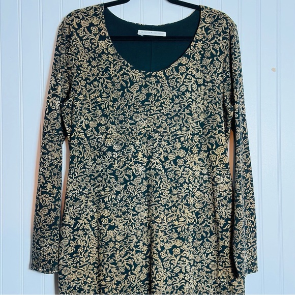 Peruvian Connection Sheath Dress Long Sleeve Brown Black Knee Length Large - Picture 3 of 10